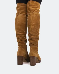 Over-the-knee|Platform-L'INTERVALLE Veneto Cognac Suede