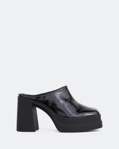 Platforms|Mules-L'INTERVALLE Verdi Black Naplack