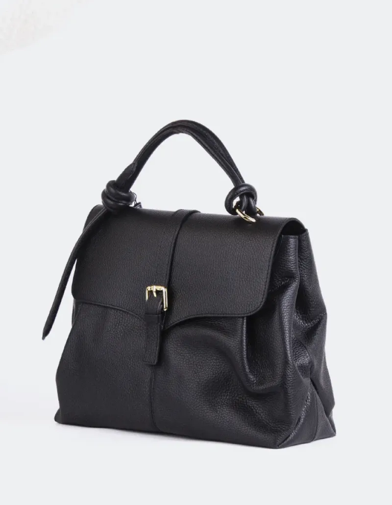 Top Handle-L'INTERVALLE Verone Black Leather