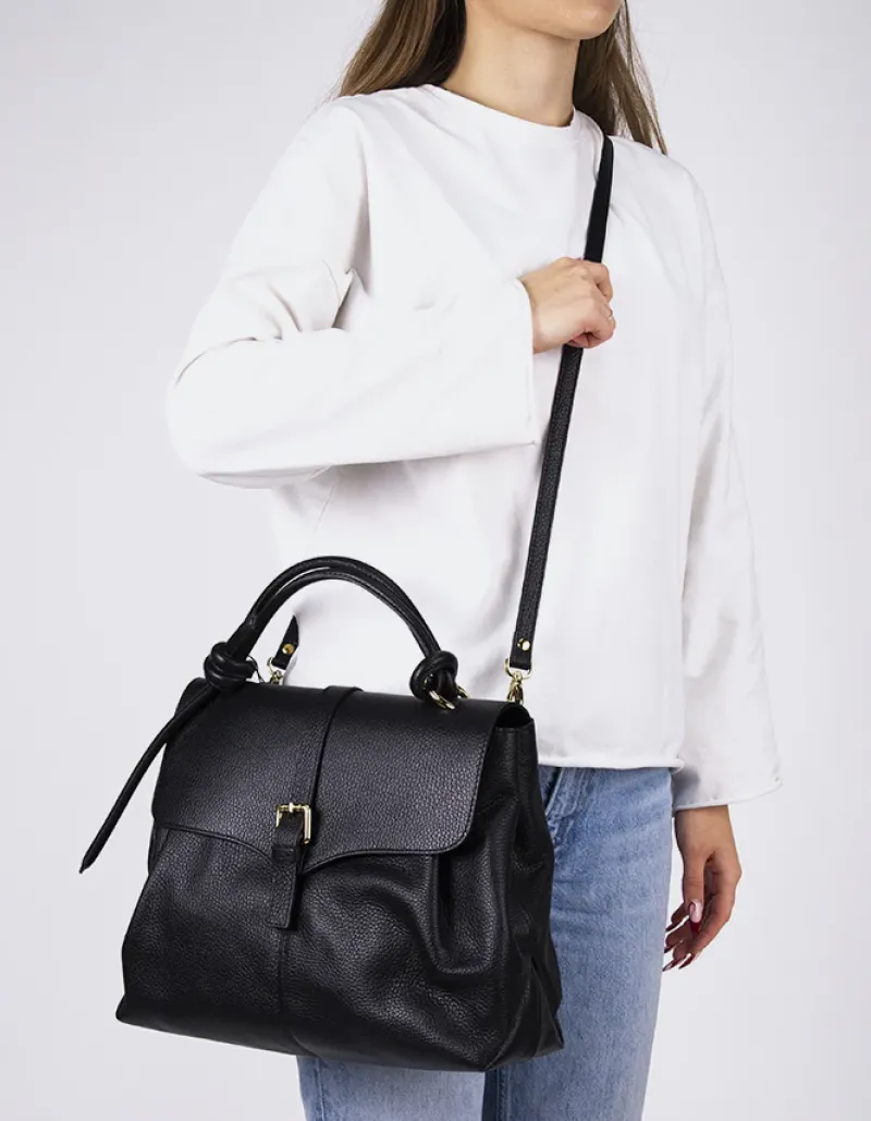 Top Handle-L'INTERVALLE Verone Black Leather