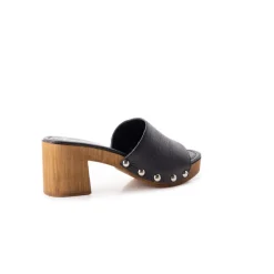 Wood Sandals|Mules-L'INTERVALLE Vild Black Leather