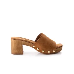 Wood Sandals|Mules-L'INTERVALLE Vild Cognac Suede