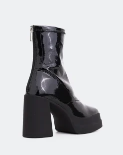Platform|Ankle Boots-L'INTERVALLE Voltera Black Naplack Stretch