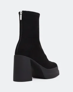 Platform|Ankle Boots-L'INTERVALLE Voltera Black Suede Stretch