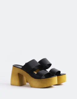 Wood Sandals|Platform-L'INTERVALLE Vyronas Black Leather