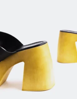 Wood Sandals|Platform-L'INTERVALLE Vyronas Black Leather