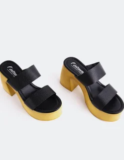 Wood Sandals|Platform-L'INTERVALLE Vyronas Black Leather