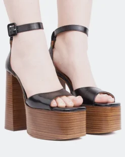 Platform-L'INTERVALLE Walton Black Brown Leathear/Cuir Noir Brun