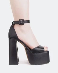 Platform-L'INTERVALLE Walton Black Leather/Cuir Noir