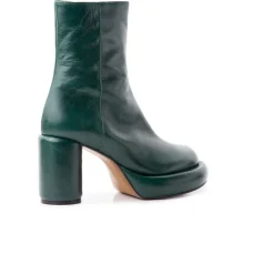 Ankle Boots-L'INTERVALLE Weston Dark Green Leather