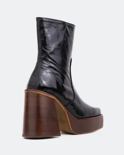 Platform|Ankle Boots-L'INTERVALLE Wicked Black Shiny Leather