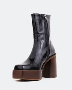 Platform|Ankle Boots-L'INTERVALLE Wicked Black Shiny Leather