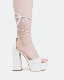Platform|Strappy-L'INTERVALLE Xenon, White Leather/Cuir Blanc