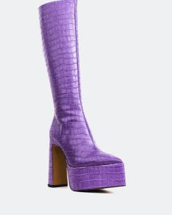 Platform|Tall Boots-L'INTERVALLE Yaroslav Purple Croco