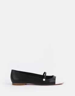 Ballerinas-L'INTERVALLE Yarrow Off Wht.Black Leather