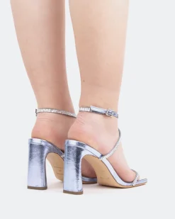 High Heels|Strappy-L'INTERVALLE Zibo, Blue Metal/Métal Bleu