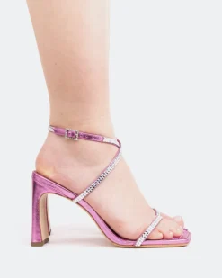 Strappy|High Heels-L'INTERVALLE Zibo, Fucshia Metal/Métal Fucshia