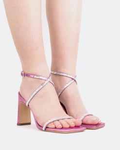 Strappy|High Heels-L'INTERVALLE Zibo, Fucshia Metal/Métal Fucshia