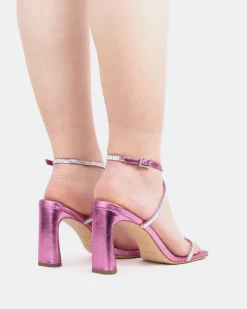 Strappy|High Heels-L'INTERVALLE Zibo, Fucshia Metal/Métal Fucshia