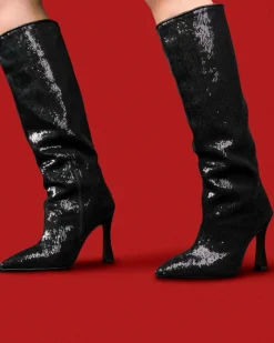 Tall Boots-L'INTERVALLE Zuri Black Sequins
